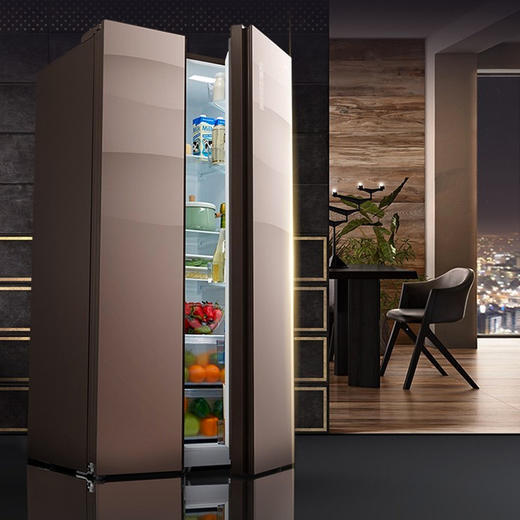 美的(Midea)550升 家用双变频风冷对开门冰箱玻璃面板多维智能 家电BCD-550WKGPZM 商品图0