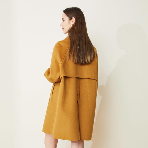 LH9J3斯尔丽2021瑟俪秋冬新款休闲直筒通勤外套针织袖口双面呢中长大衣 商品图1