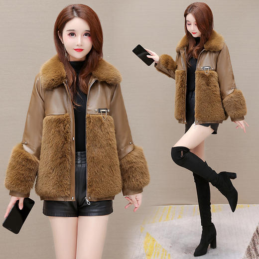 YWE  QL8836爆款皮毛一体pu皮衣外套 商品图3