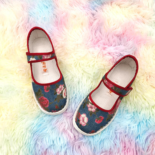 内联升童鞋手工单鞋千层底牛仔布粘扣一代布鞋5281C 商品图3