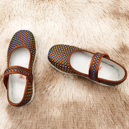 内联升童鞋手工单鞋千层底织锦粘扣一代布鞋5282C 商品图0