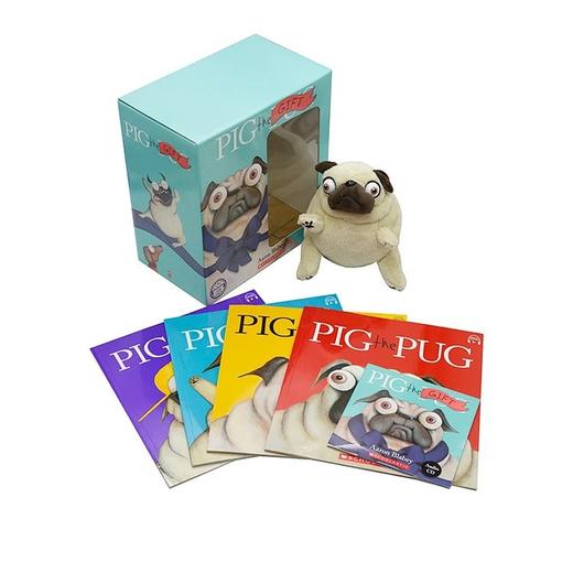 【4-8岁推荐】Pig The Pug/Fibber/Winner/Star 巴戈狗猪猪系列绘本 盒装4册+CD+玩偶 我是大坏蛋同作者Aaron Blabey 商品图0