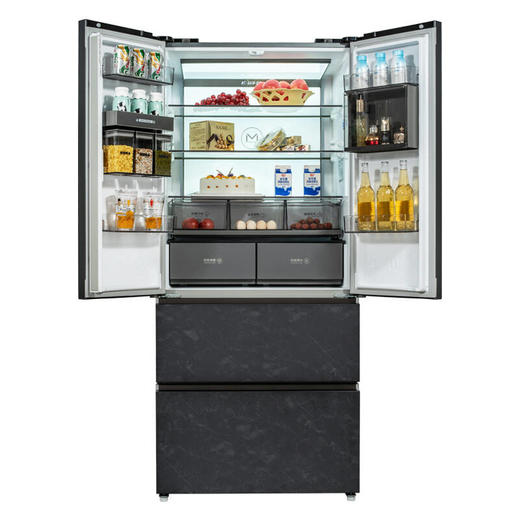 美菱（MeiLing）510升法式四门冰箱 一级能效 33天玫瑰 33天鲜肉 云母岩浮雕面板底部散热BCD-510WQ5F 商品图1