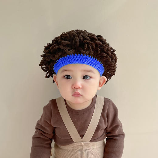 婴儿假发帽子秋冬爆炸头男童宝宝套头帽可爱凹造型搞怪卷发帽 商品图9