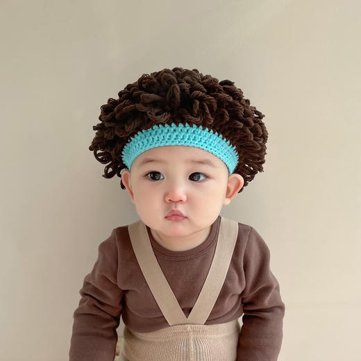 婴儿假发帽子秋冬爆炸头男童宝宝套头帽可爱凹造型搞怪卷发帽 商品图6