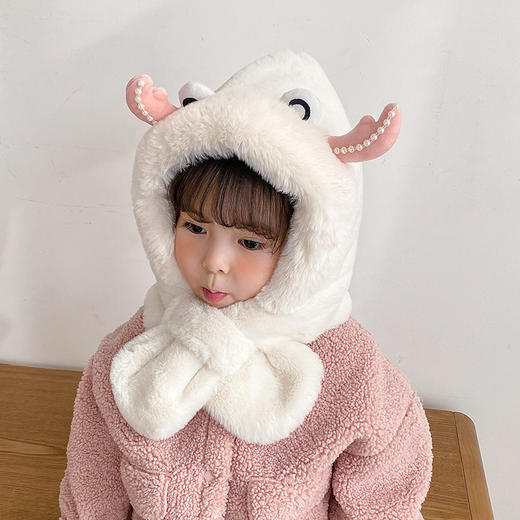 儿童帽子围巾一体加绒秋冬季宝宝男女婴童护耳帽婴幼儿帽子 商品图8