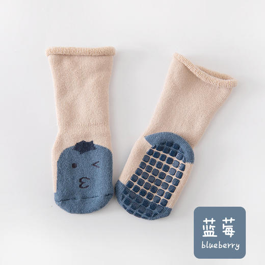 【3双装】21年秋冬新款毛圈加厚防滑新生儿宝宝学步袜卡通中筒水果儿童袜子 商品图5