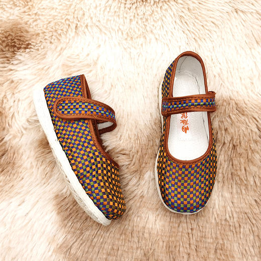 内联升童鞋手工单鞋千层底织锦粘扣一代布鞋5282C 商品图1