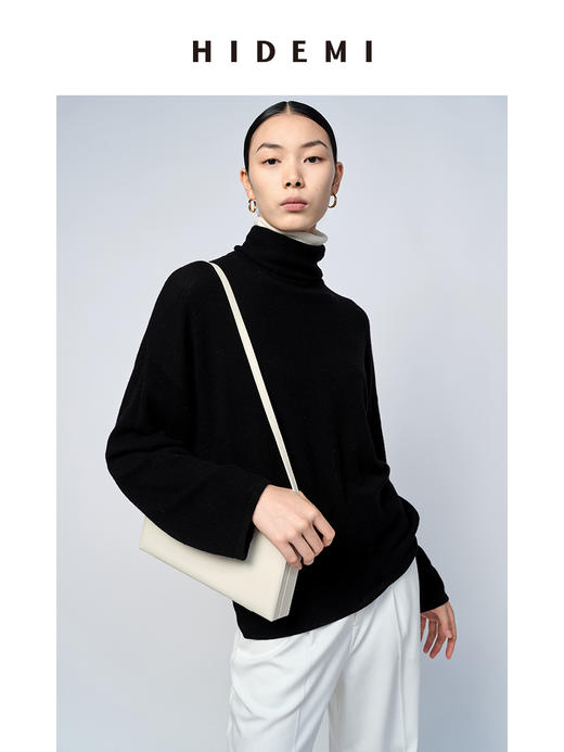HIDEMI 美利奴羊毛系列堆堆双层领假两件毛衣 商品图1
