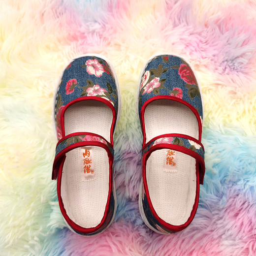 内联升童鞋手工单鞋千层底牛仔布粘扣一代布鞋5281C 商品图2