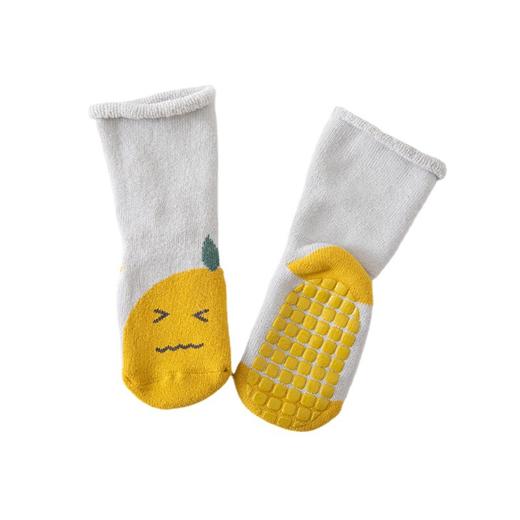 【3双装】21年秋冬新款毛圈加厚防滑新生儿宝宝学步袜卡通中筒水果儿童袜子 商品图4