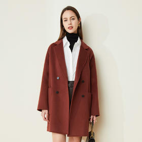 LH9J5斯尔丽2021瑟俪秋冬新款优雅休闲气质羊毛双面呢中长大衣通勤女