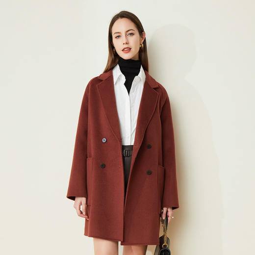 LH9J5斯尔丽2021瑟俪秋冬新款优雅休闲气质羊毛双面呢中长大衣通勤女 商品图0