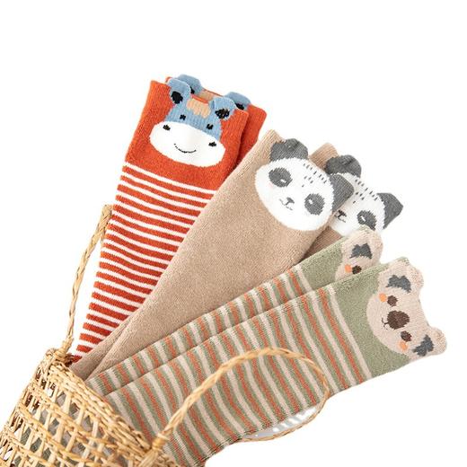 【3双组合装】21冬季新款毛圈加厚儿童直板袜保暖儿童袜子立体卡通宝宝中筒袜 商品图4