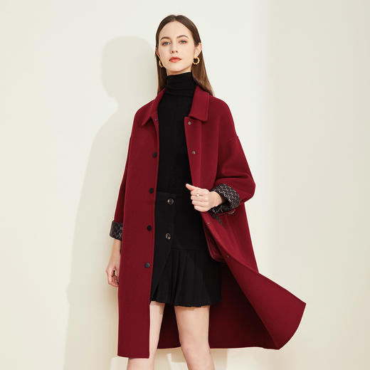 LH9R2斯尔丽2021瑟俪秋冬新款优雅淑女气质外套简约单排扣双面呢大衣 商品图1