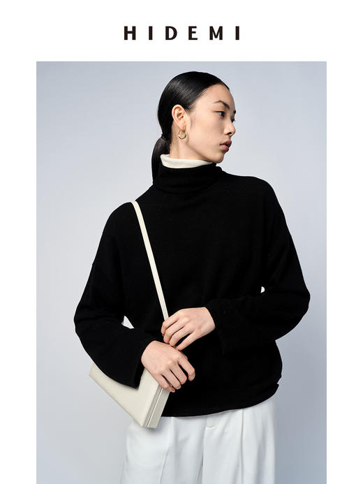 HIDEMI 美利奴羊毛系列堆堆双层领假两件毛衣 商品图7