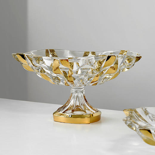 捷克进口/ BOHEMIA波西米亚桑巴描金高脚果斗35cm 商品图2