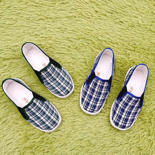 内联升童鞋手工单鞋千层底格呢巾舌边5425C 商品图0