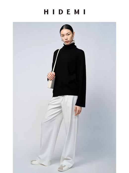 HIDEMI 美利奴羊毛系列堆堆双层领假两件毛衣 商品图5