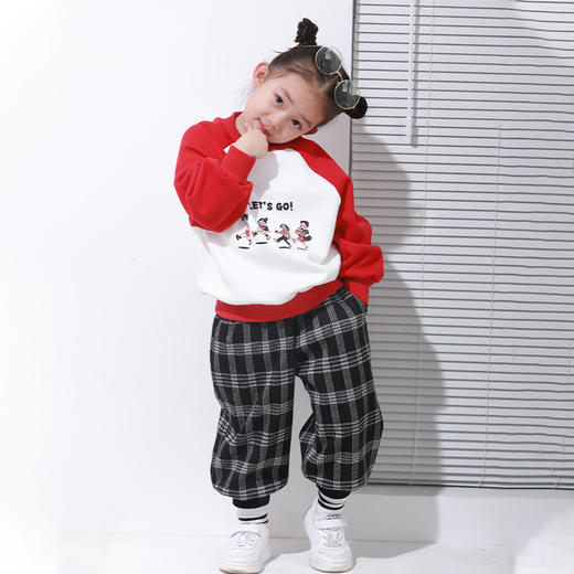 【清仓】龙之涵 提花格加绒卫裤 童装 A类 亲子装 时尚洋气卫裤 商品图0