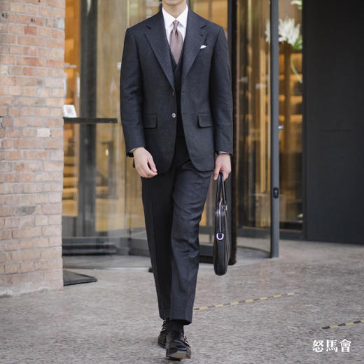 Hardy Minnis QZ² Super 150's澳洲美丽诺羊毛碳灰色全麻衬套装 商品图2