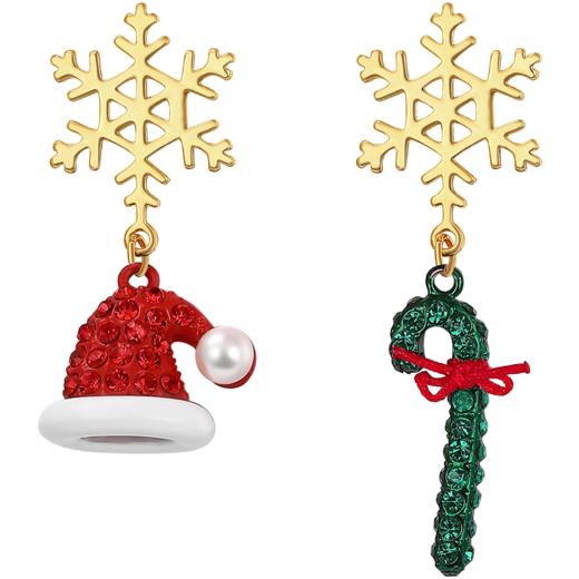 ZEGL圣诞帽糖果耳环女2021年新款潮雪花耳钉925银针秋冬季耳饰品 商品图2