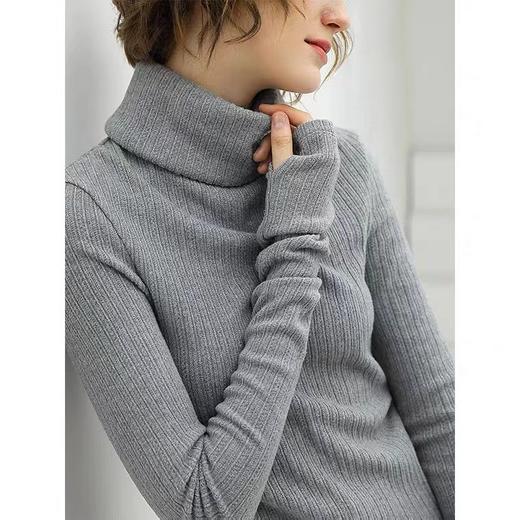 COCOBELLA纯色双层堆堆高领毛衣女舒适内搭针织衫YN784 商品图3