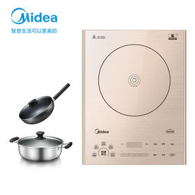 美的（Midea）电磁炉新款家用变频恒温火锅炒菜一体小型全自动电池炉 香槟金QH2239