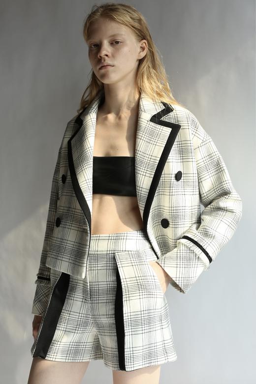 镶边格子外套 商品图0