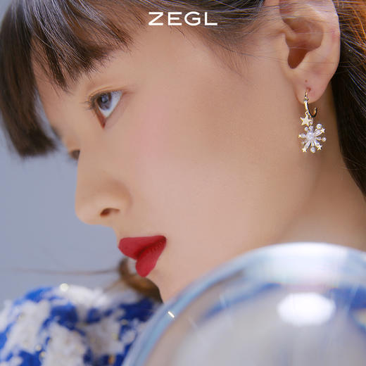 ZEGL圣诞星星雪花耳环女轻奢高级感耳钉ins风925银针秋冬季耳饰品 商品图2