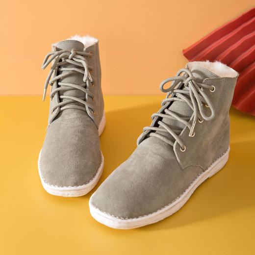 内联升男鞋冬季棉鞋手工千层底大内联升反绒皮羊毛五眼棉鞋DN8501 商品图5