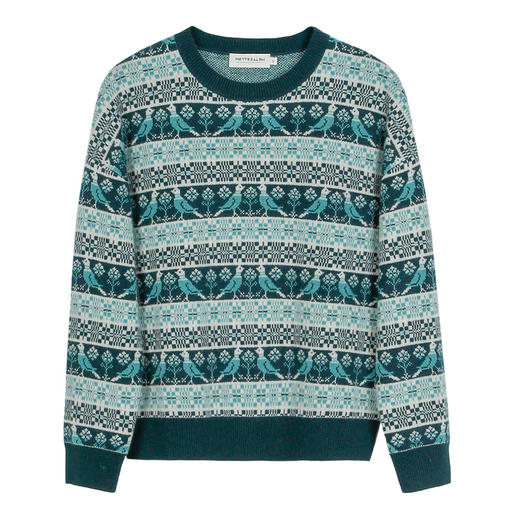 METTE羊绒世家21年秋冬女羊绒衫套头圆领针织提加厚打底衫毛衣花 商品图5