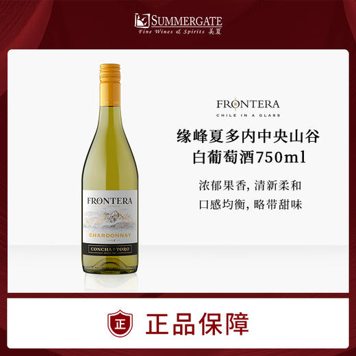 进口智利缘峰夏多内中央山谷白葡萄酒750ml瓶装包邮精选葡萄酒 商品图0