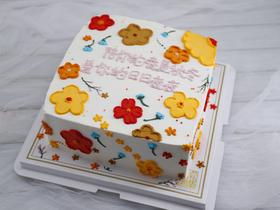 ins风方形清新小花蛋糕