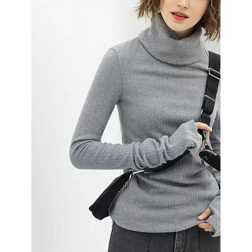 COCOBELLA纯色双层堆堆高领毛衣女舒适内搭针织衫YN784 商品图4