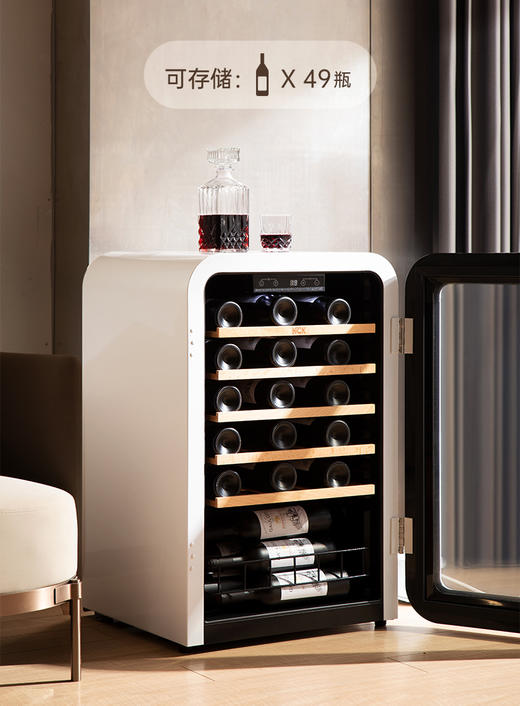 HCK哈士奇130RDA 复古酒柜49瓶恒温进口家用嵌入式小型冰吧冰箱 商品图2