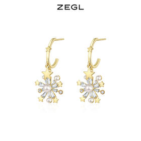 ZEGL圣诞星星雪花耳环女轻奢高级感耳钉ins风925银针秋冬季耳饰品