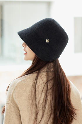 貂绒渔夫帽四叶草后开叉针织百搭保暖帽 JC- M2-M1328