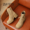 西村名物2021秋冬新品马丁靴牛皮革中跟英伦风系带短靴X21DS46191 商品缩略图3