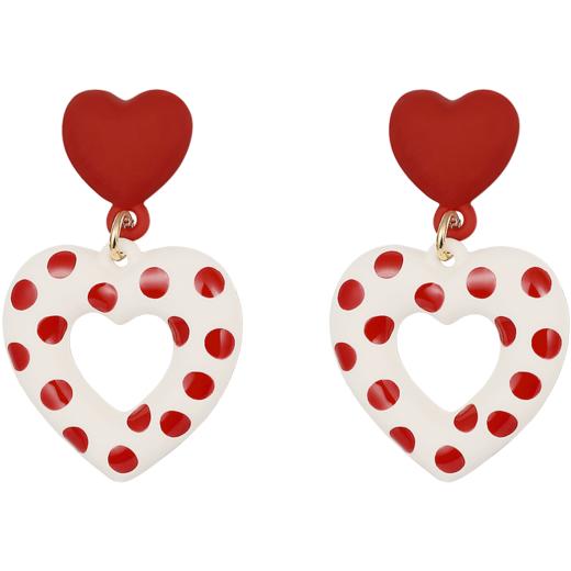 ZEGL波点爱心耳环女日系复古耳钉设计感小众925银针秋冬温柔耳饰 商品图2