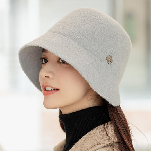 貂绒渔夫帽四叶草后开叉针织百搭保暖帽 JC- M2-M1328 商品图2