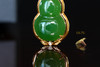 18K玫瑰金和田玉（碧玉）镶钻吊坠--单面葫芦15*23mm/苹果绿 商品缩略图2