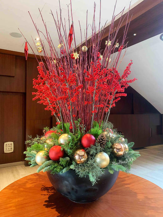 新年圣诞布置丨冬青插花（含盆器高约1.8米） 商品图0