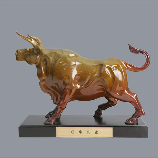 宇达青铜全铜牛摆件《旺牛兴业1#》十二生肖 创意装饰 家居工艺摆件  高32.5cm 商品图0