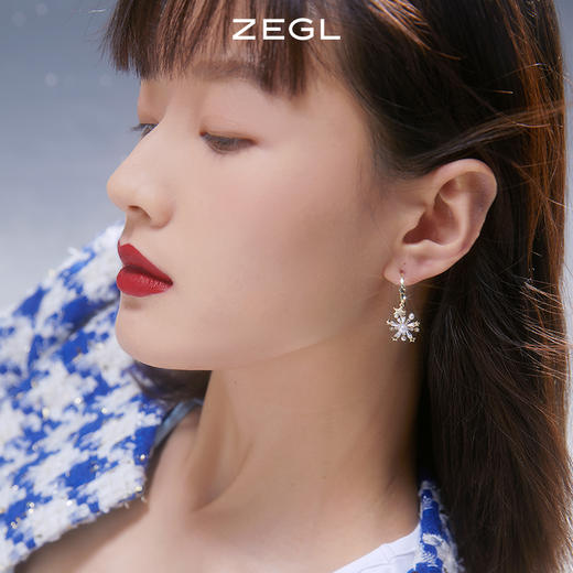ZEGL圣诞星星雪花耳环女轻奢高级感耳钉ins风925银针秋冬季耳饰品 商品图3