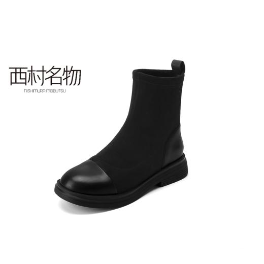 西村名物2021秋季新款专柜同款时尚休闲女切尔西中筒靴短靴X21DS46171 商品图4