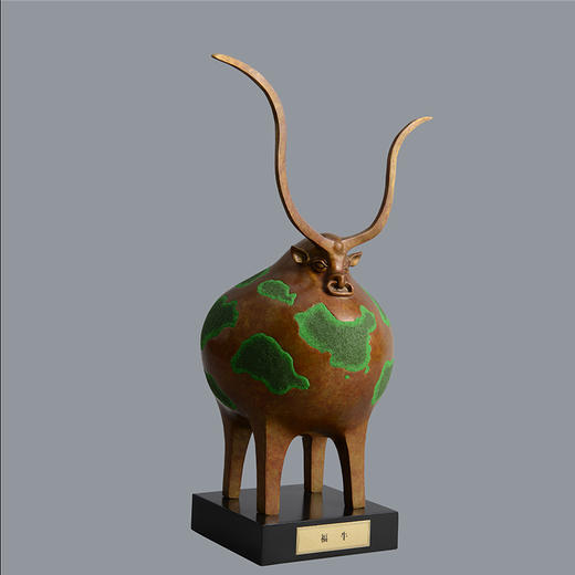 宇达青铜全铜牛摆件《福牛》十二生肖 创意装饰 家居工艺摆件  高38cm 商品图0