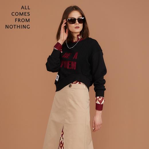 不对称下摆刺绣短卫衣 商品图1