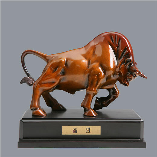 宇达青铜全铜牛摆件《奋进》十二生肖 创意装饰 家居工艺摆件  高19.4cm 商品图0