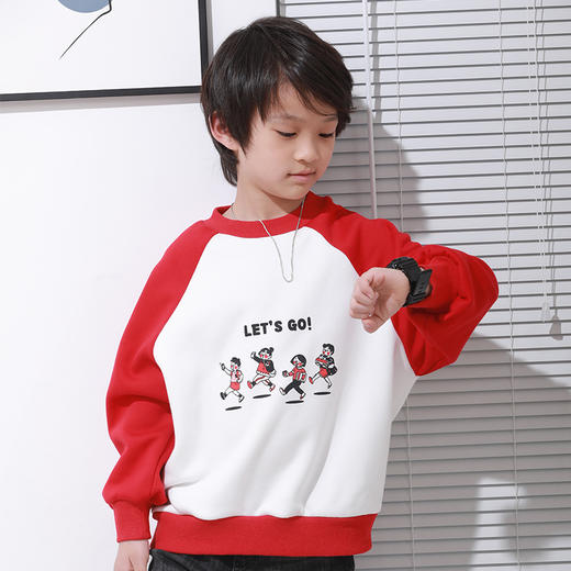 【亏本清仓 不退不换】龙之涵 亲子郊游插肩加绒卫衣 中大童保暖上衣 精美印花 A类标准 商品图9